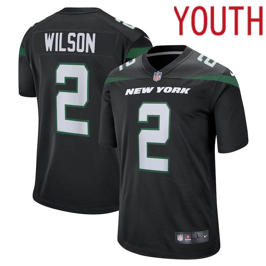 Youth New York Jets 2 Zach Wilson Nike Black Alternate Game NFL Jersey